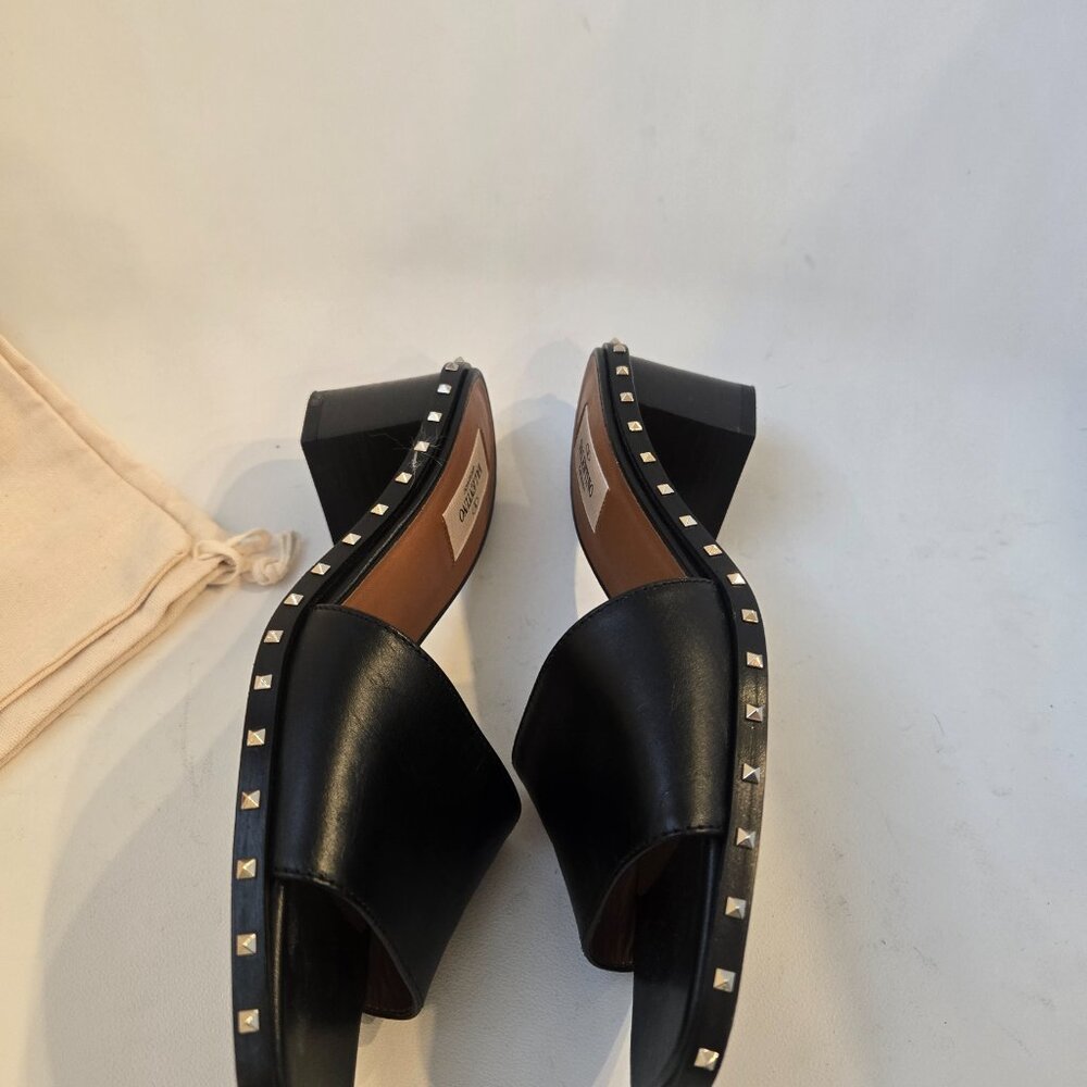 Valentino Gravani Rock Stud Black Slide Sandals 37.5 View 4